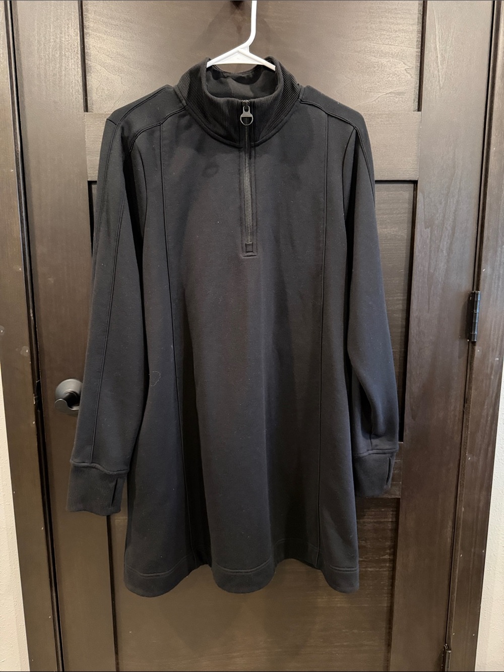 Athleta Black Long-Sleeve Mini Dress with Quarter Zip